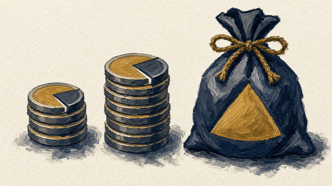 Side-by-side stacks of coins labeled twenty and thirty percent of a jeonse deposit